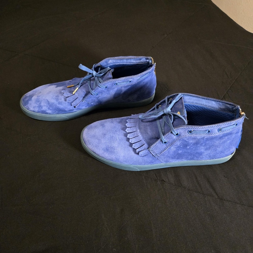 Diamond Supply Co Shoes Mens Size 13 Blue Jasper Suede Fringe Casual Sneakers - Picture 2 of 11